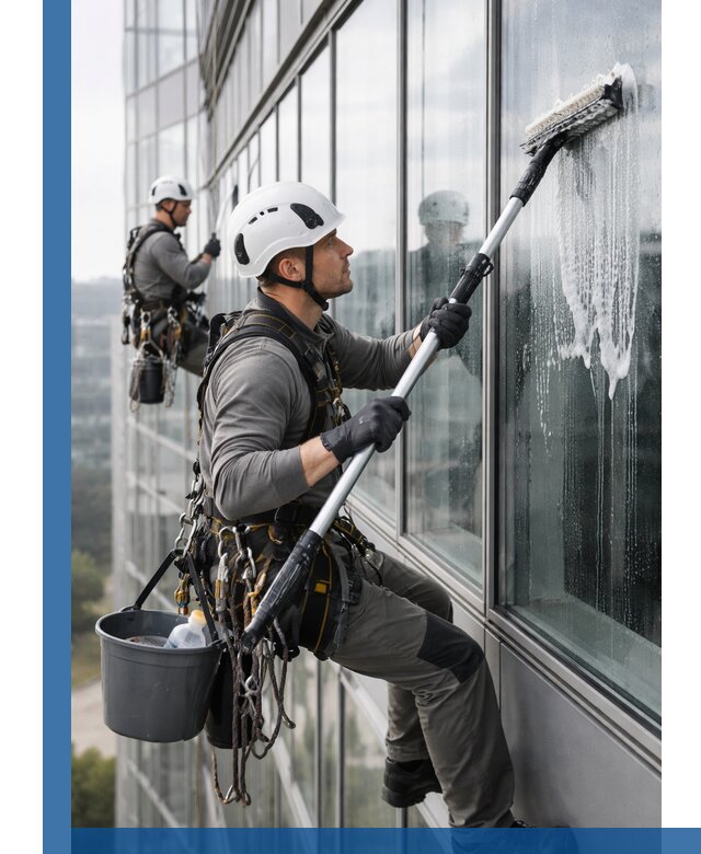 Высотная мойка сплошного остекления с выездом в Сосновом Боре