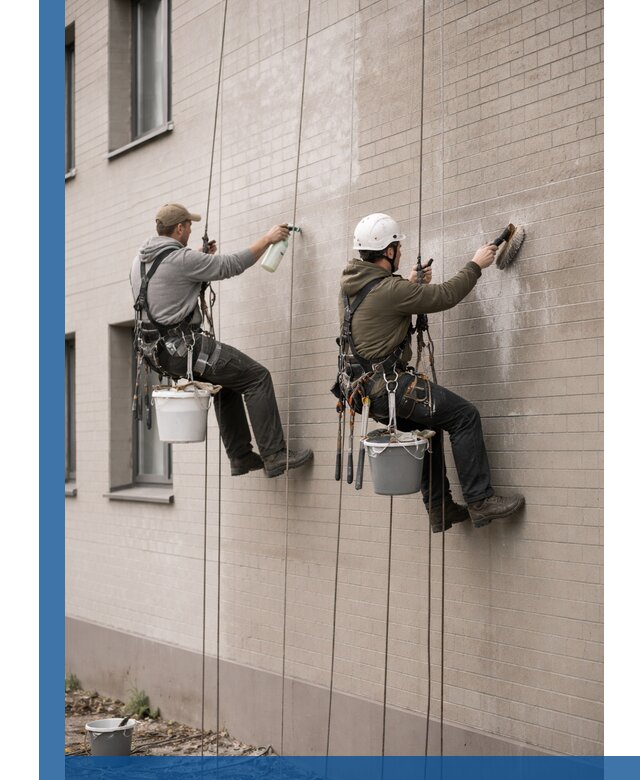 Удаление высолов с фасада зданий в Сосновом Боре без повреждений и следов