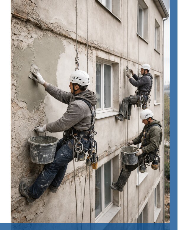 Ремонт штукатурного фасада в Сосновом Боре от 762 р. под ключ | ВЫСОТНИК-Снб