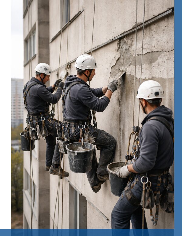 Ремонт бетонных элементов фасада в Сосновом Боре от 2540 р. | ВЫСОТНИК-Снб