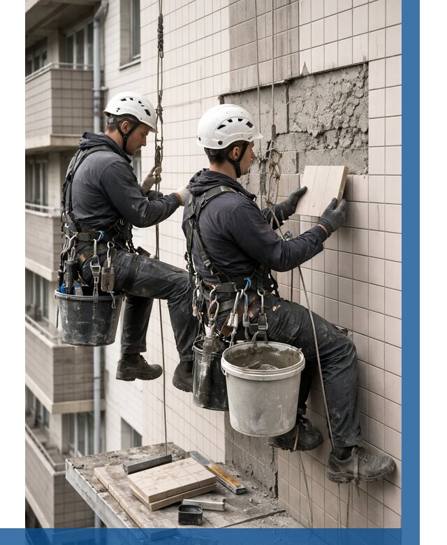 Ремонт облицовки фасада плиткой в Сосновом Боре от 1828 р. | ВЫСОТНИК-Снб