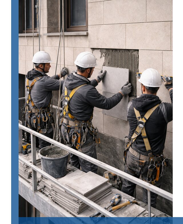 Ремонт облицовки фасада плиткой в Сосновом Боре с гарантией