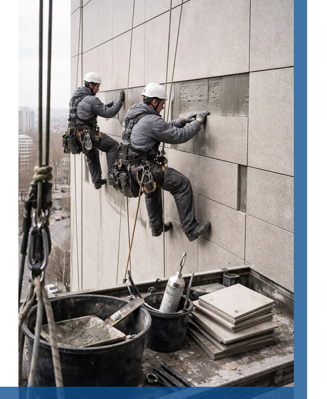 Ремонт фасада из керамогранита в Сосновом Боре от 2540 р. | ВЫСОТНИК-Снб