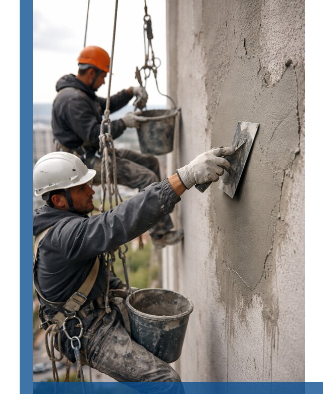 Штукатурка фасада на высоте в Сосновом Боре профессиональные работы