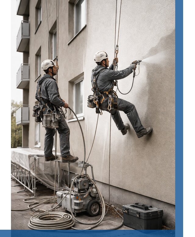 Безвоздушная покраска фасада в Сосновом Боре от 223 р/м² | ВЫСОТНИК-Снб