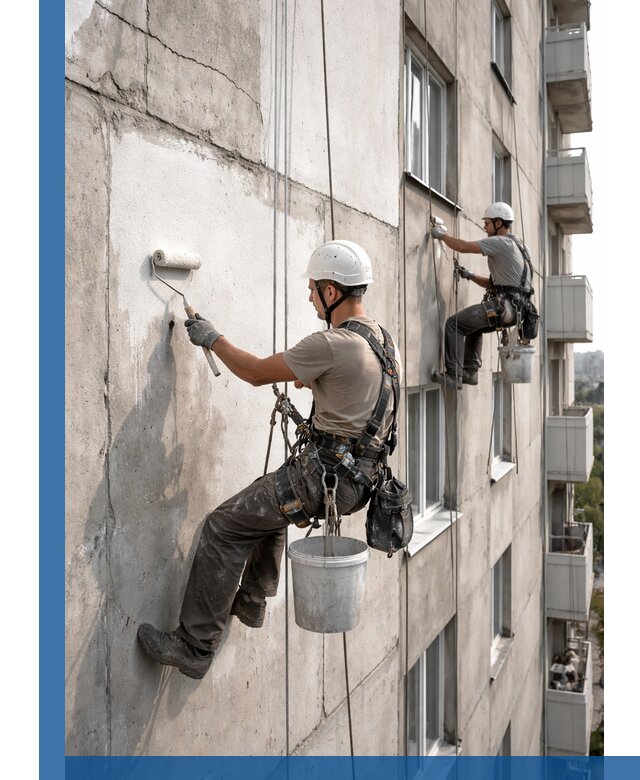 Покраска бетонного фасада в Сосновом Боре для жилых и промышленных объектов