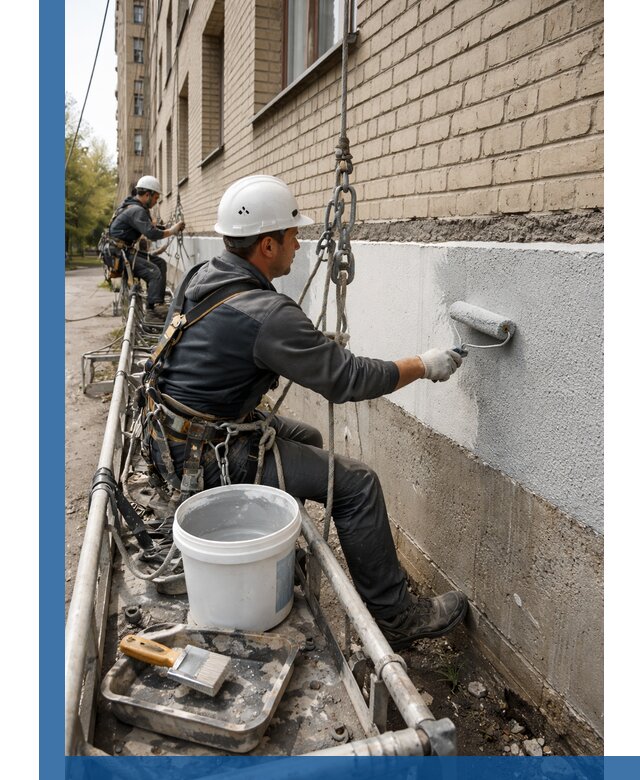 Окраска цоколя здания в Сосновом Боре профессионально и надежно