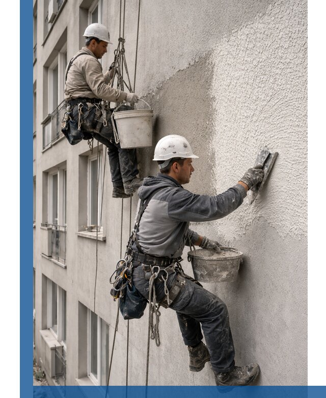 Нанесение декоративной штукатурки короед на фасад в Сосновом Боре