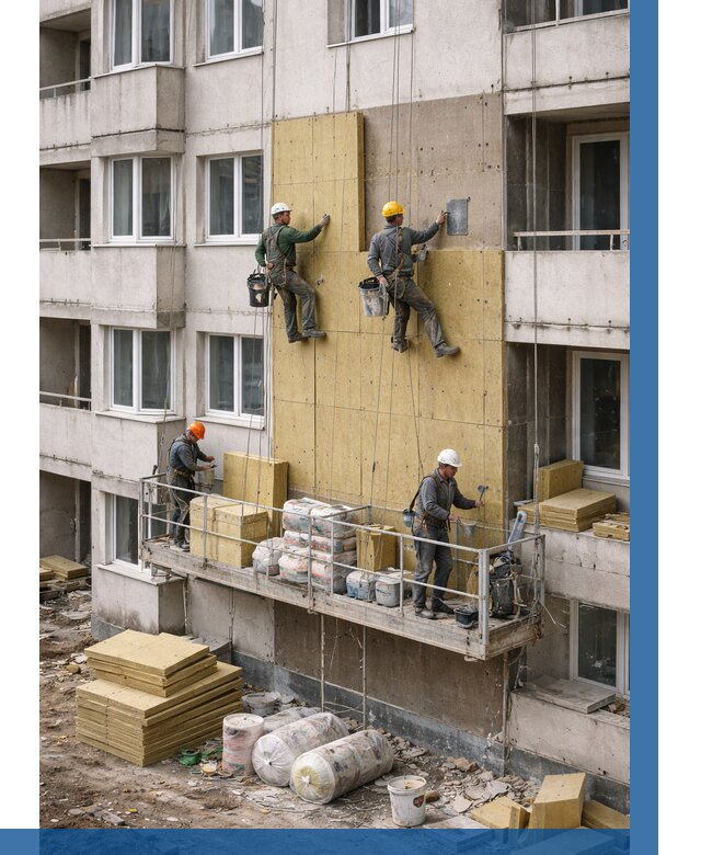 Утепление фасада минватой в Сосновом Боре от 1524 р. | ВЫСОТНИК-Снб