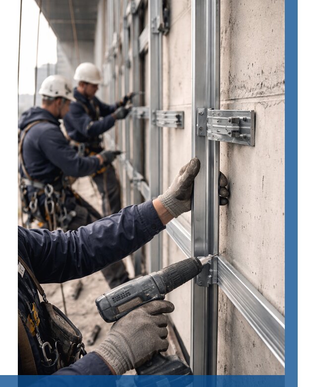 Монтаж подсистемы вентфасада в Сосновом Боре от 863 р. | ВЫСОТНИК-Снб