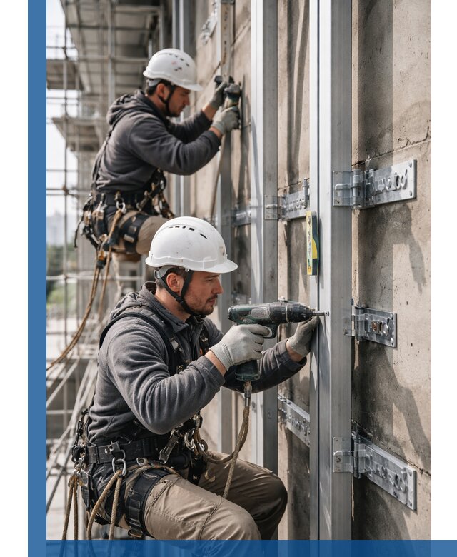 Монтаж и крепление подсистемы вентфасада в Сосновом Боре