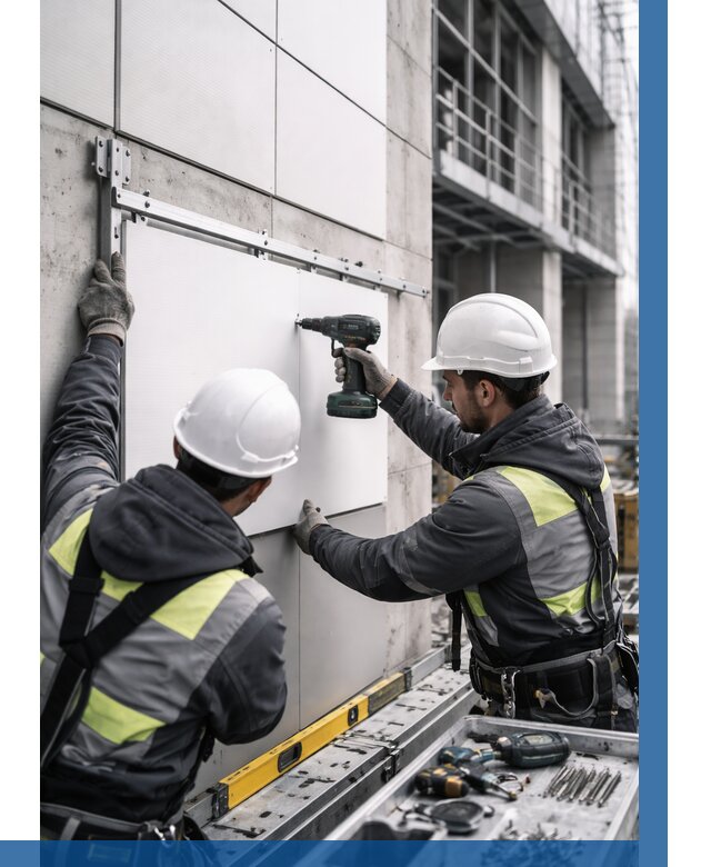 Монтаж композитных панелей фасада в Сосновом Боре от 2540 р. | ВЫСОТНИК-Снб