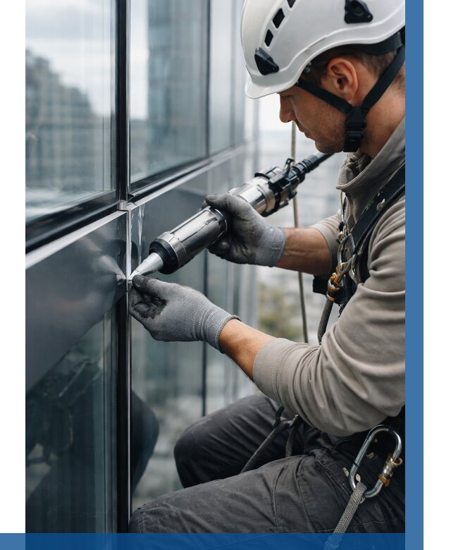 Герметизация стыков витража в Сосновом Боре от 1219 р. | ВЫСОТНИК-Снб