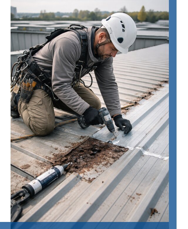 Ремонт профнастила на кровле в Сосновом Боре от 711 р. | ВЫСОТНИК-Снб