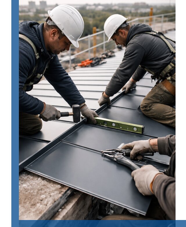 Монтаж фальцевой кровли в Сосновом Боре для промышленных зданий