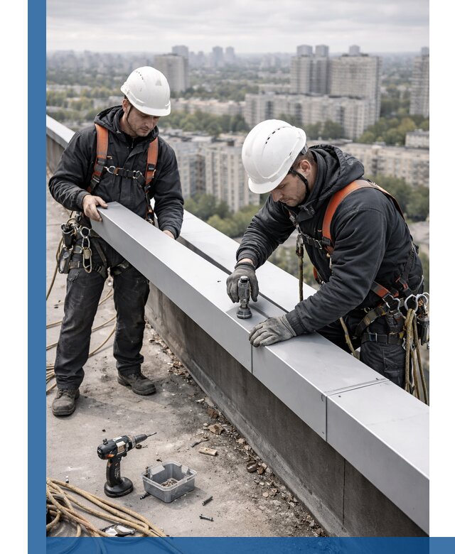 Монтаж парапетных крышек и ограждений кровли в Сосновом Боре