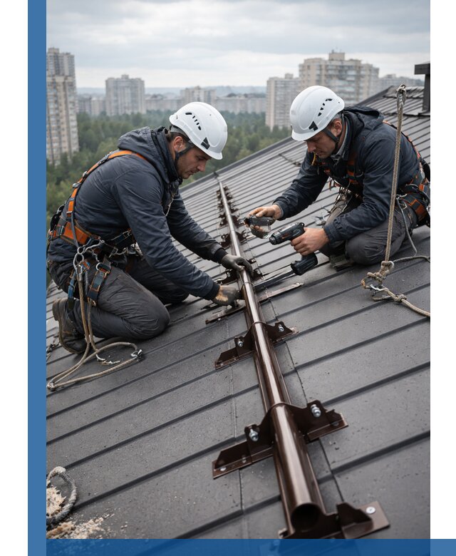 Монтаж снегозадержателей на кровле зданий в Сосновом Боре под ключ