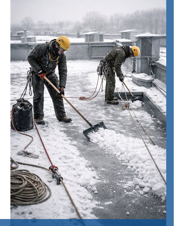 Очистка крыши от снега в Сосновом Боре от 7619 р. | ВЫСОТНИК-Снб