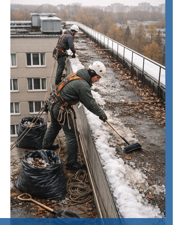 Очистка кровли по периметру в Сосновом Боре от 559 р. | ВЫСОТНИК-Снб