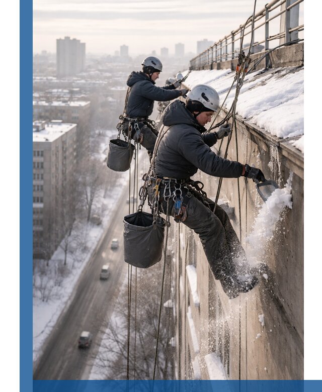 Очистка карнизов от снега в Сосновом Боре профессионально и безопасно