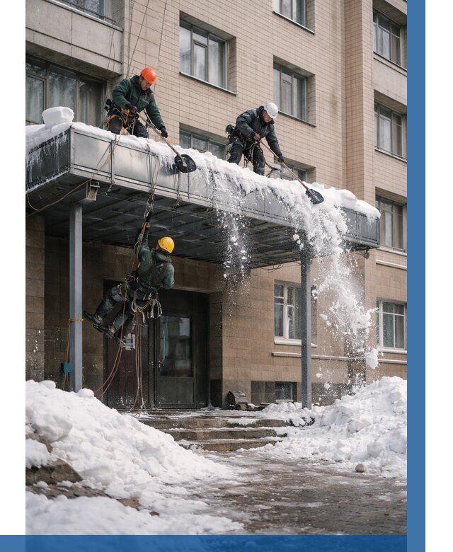 Очистка козырьков от снега в Сосновом Боре от 3555 р. | ВЫСОТНИК-Снб