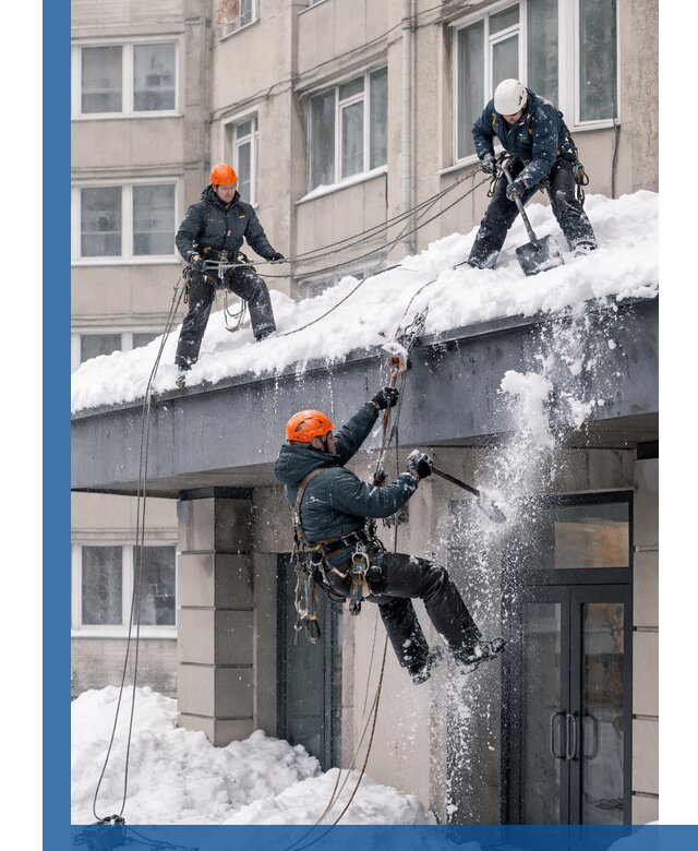 Безопасная очистка навесов от снега в Сосновом Боре круглогодично