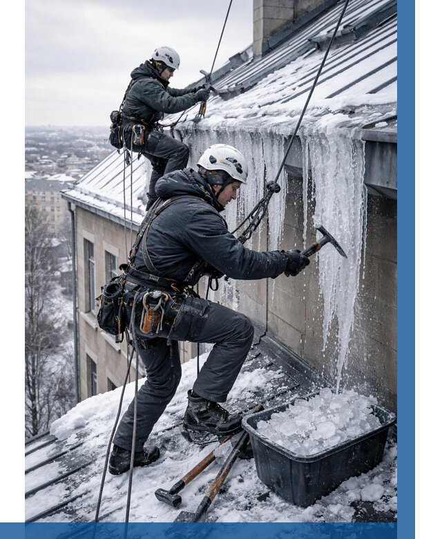 Удаление наледи с кровли в Сосновом Боре от 5587 р. | ВЫСОТНИК-Снб