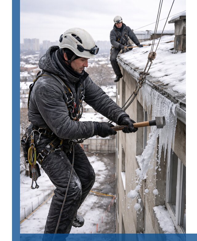 Сбивание и удаление сосулек с крыши в Сосновом Боре безопасно