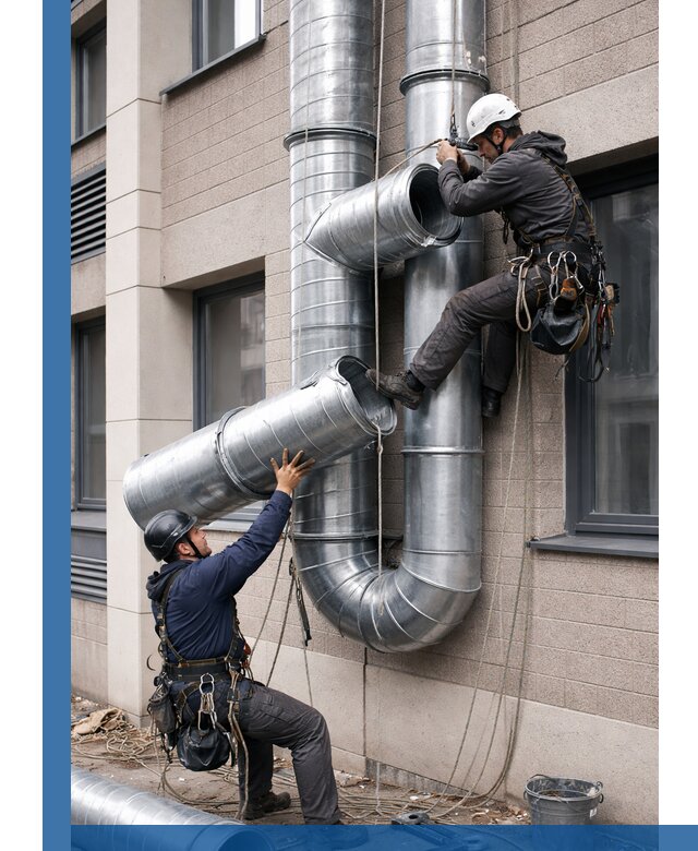 Монтаж фасадных воздуховодов в Сосновом Боре с герметизацией и крепежом