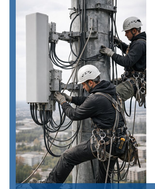 Монтаж оборудования связи на мачте в Сосновом Боре с пусконаладкой