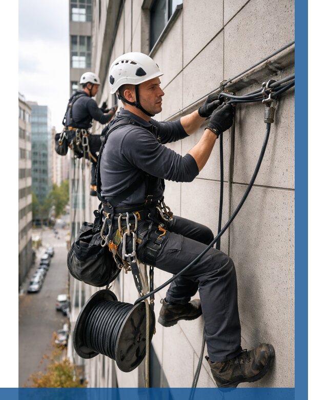 Прокладка кабеля по фасаду в Сосновом Боре от 356 р. | ВЫСОТНИК-Снб