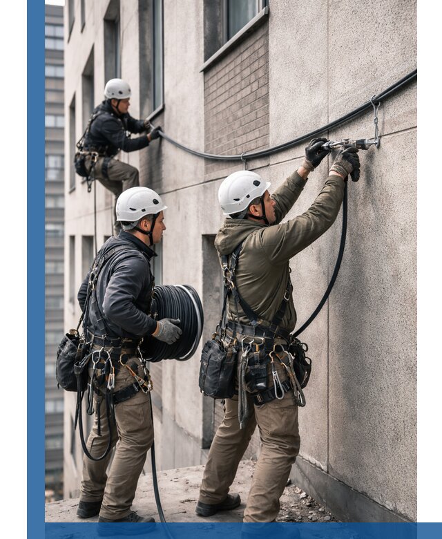 Прокладка кабеля по фасаду в Сосновом Боре, профессиональный монтаж