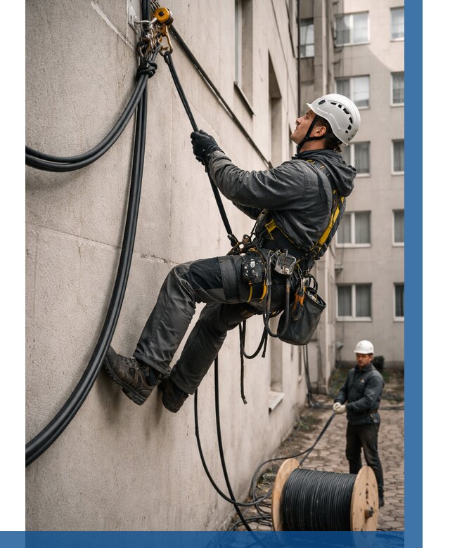 Протяжка кабеля питания на высоте в Сосновом Боре от 457 р. | ВЫСОТНИК-Снб
