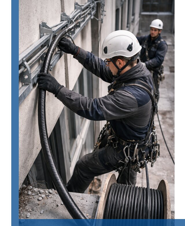 Протяжка кабеля питания на высоте в Сосновом Боре с гарантией безопасности и качества