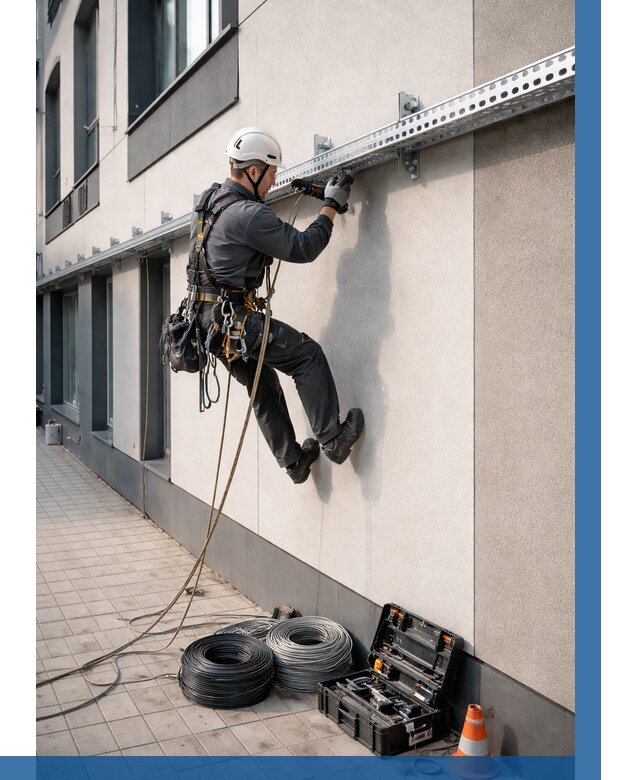 Монтаж кабельных лотков на фасаде в Сосновом Боре от 1219 р. | ВЫСОТНИК-Снб