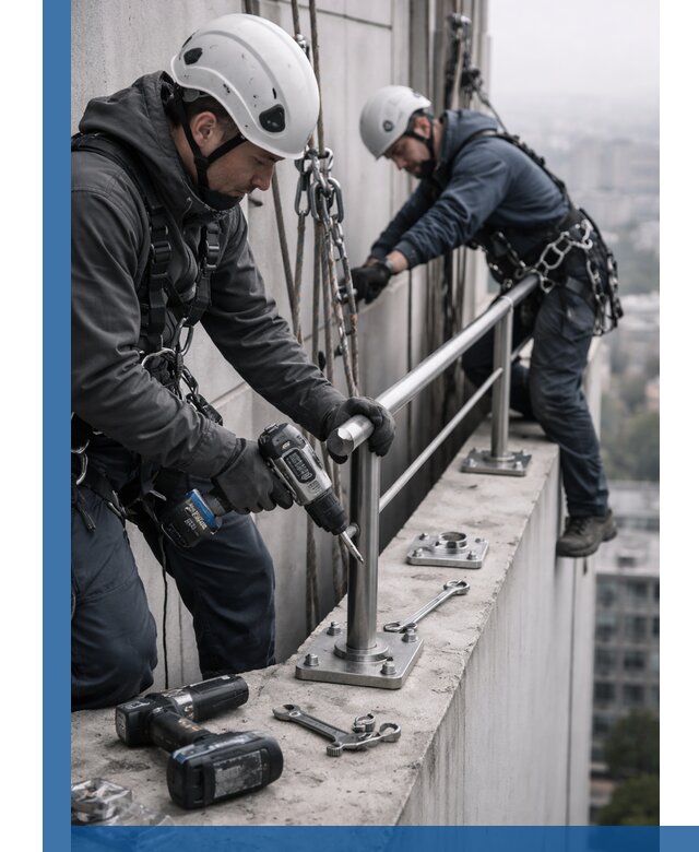 Монтаж перил на высоте в Сосновом Боре для жилых и промобъектов