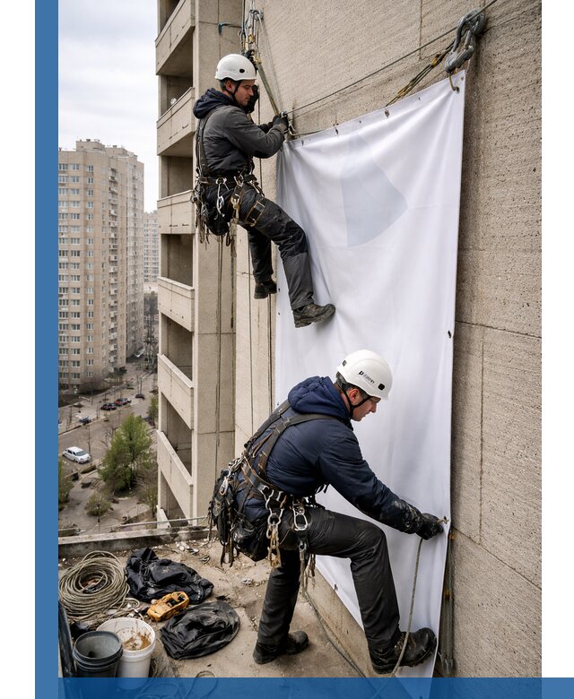 Профессиональный монтаж баннеров на фасаде в Сосновом Боре