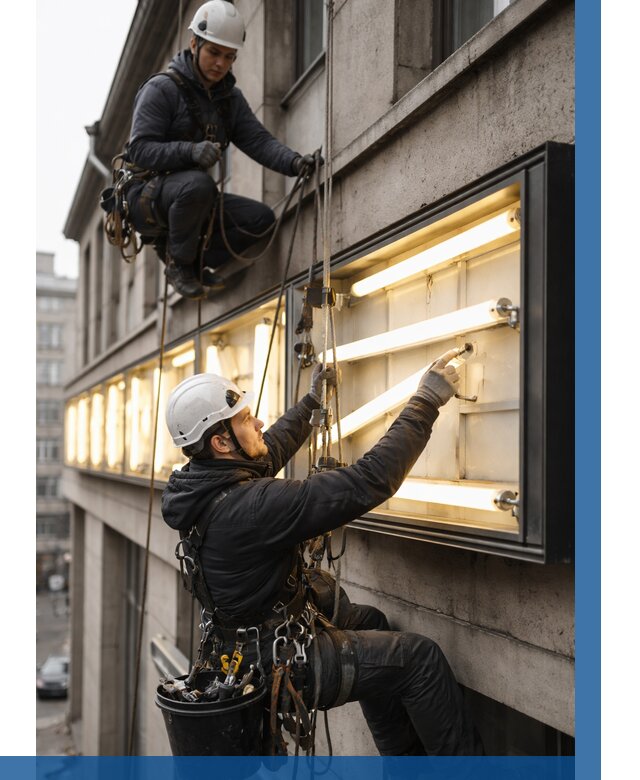 Замена ламп в вывеске в Сосновом Боре под ключ от 3555 р. | ВЫСОТНИК-Снб