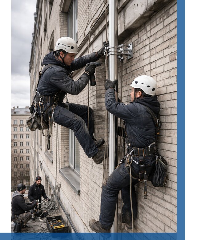 Монтаж флагштока на здании в Сосновом Боре от 6603 р. | ВЫСОТНИК-Снб