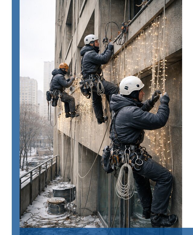 Монтаж новогодней иллюминации и украшение фасадов в Сосновом Боре