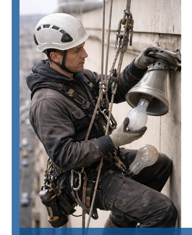 Замена ламп на высоте в Сосновом Боре профессионально и быстро