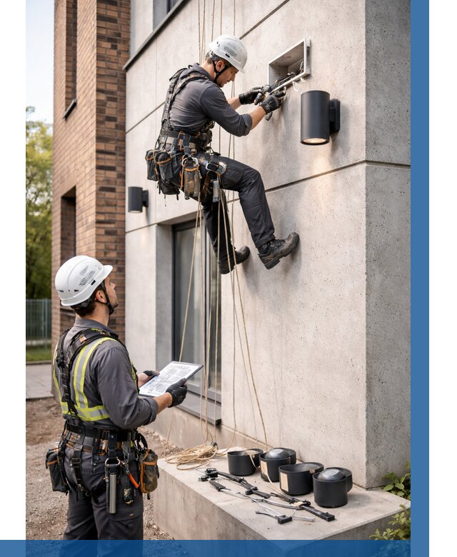 Монтаж фасадного освещения в Сосновом Боре от 2540 р. | ВЫСОТНИК-Снб