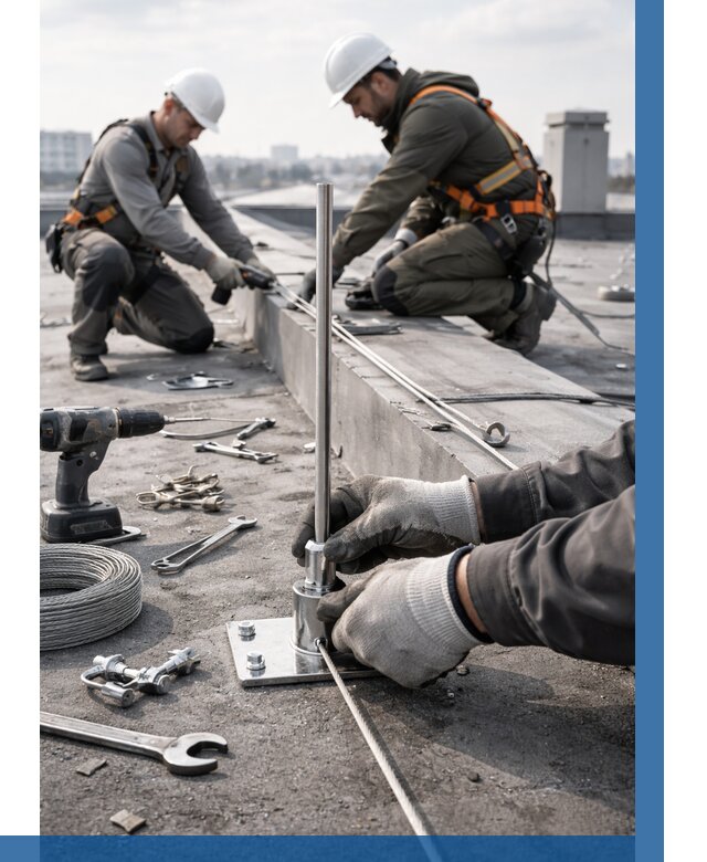 Монтаж молниезащиты на кровле в Сосновом Боре цена от 25395 р. | ВЫСОТНИК-Снб