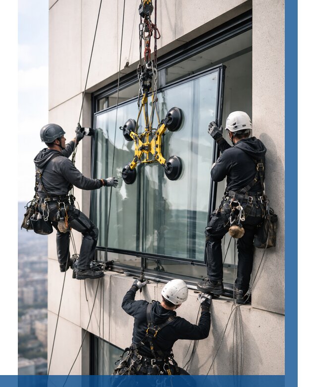 Монтаж стеклопакетов на высоте в Сосновом Боре от 3251 р. | ВЫСОТНИК-Снб