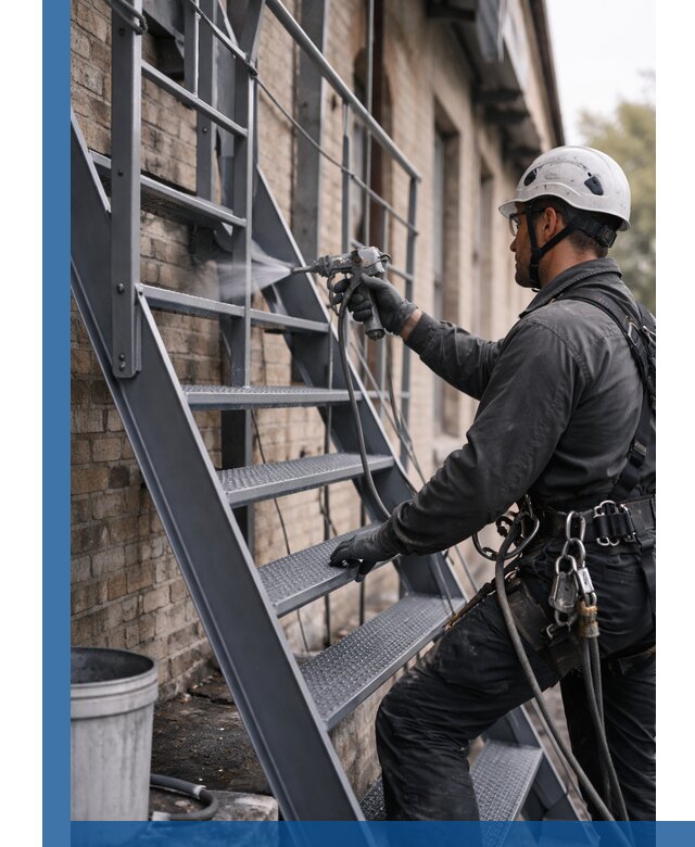 Покраска и антикоррозионная защита пожарных лестниц в Сосновом Боре