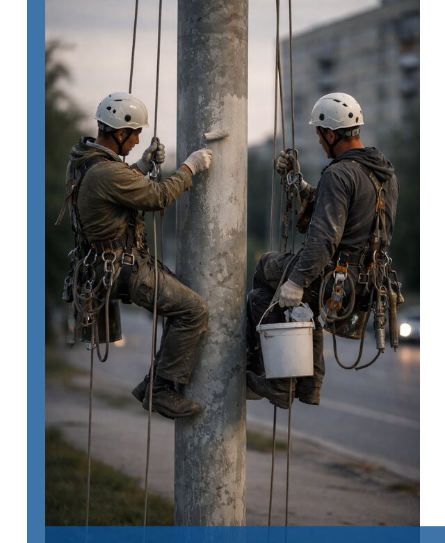 Покраска опор освещения и антикоррозийная защита в Сосновом Боре