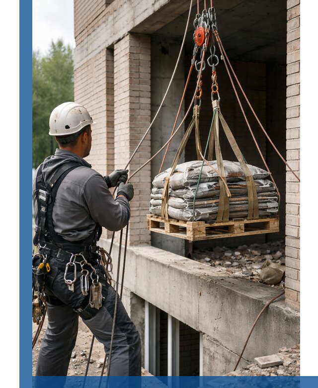 Подъем материалов на этаж веревками в Сосновом Боре оперативно