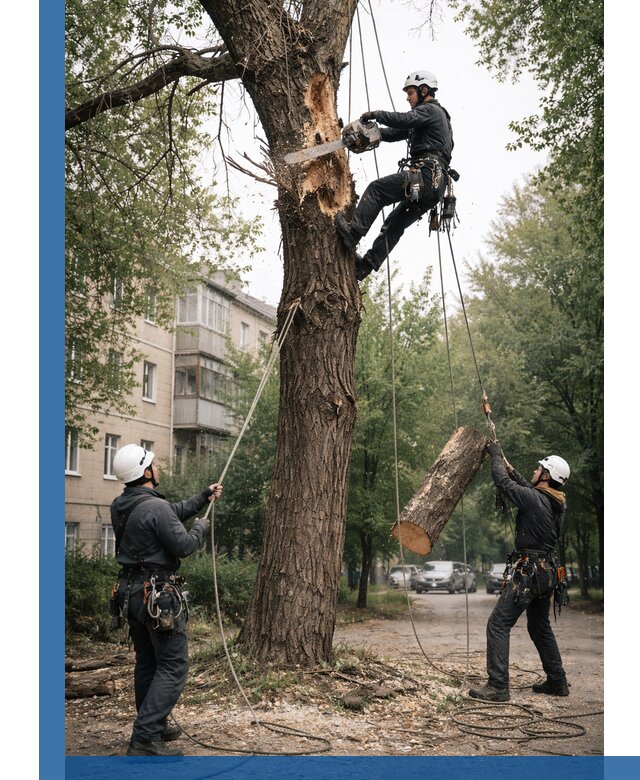 Срочное удаление аварийных деревьев в Сосновом Боре с гарантией безопасности