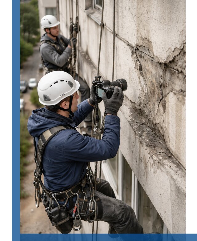 Фотофиксация дефектов фасада с высотной съемкой в Сосновом Боре