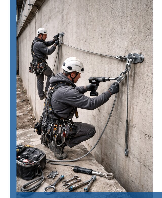 Монтаж анкерных линий высотной безопасности в Сосновом Боре